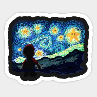 An Original Starry Night Painting Gamer Parody Sticker